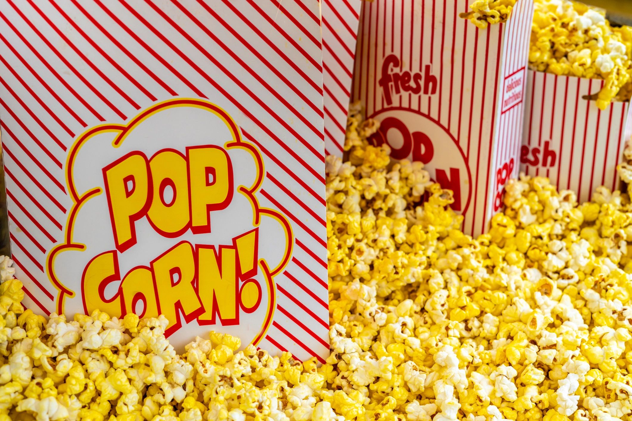 Fresh popcorn boxes for festive movie night fun
